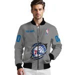 customized philadelphia 76ers claw accent grey bomber jacket best selling
