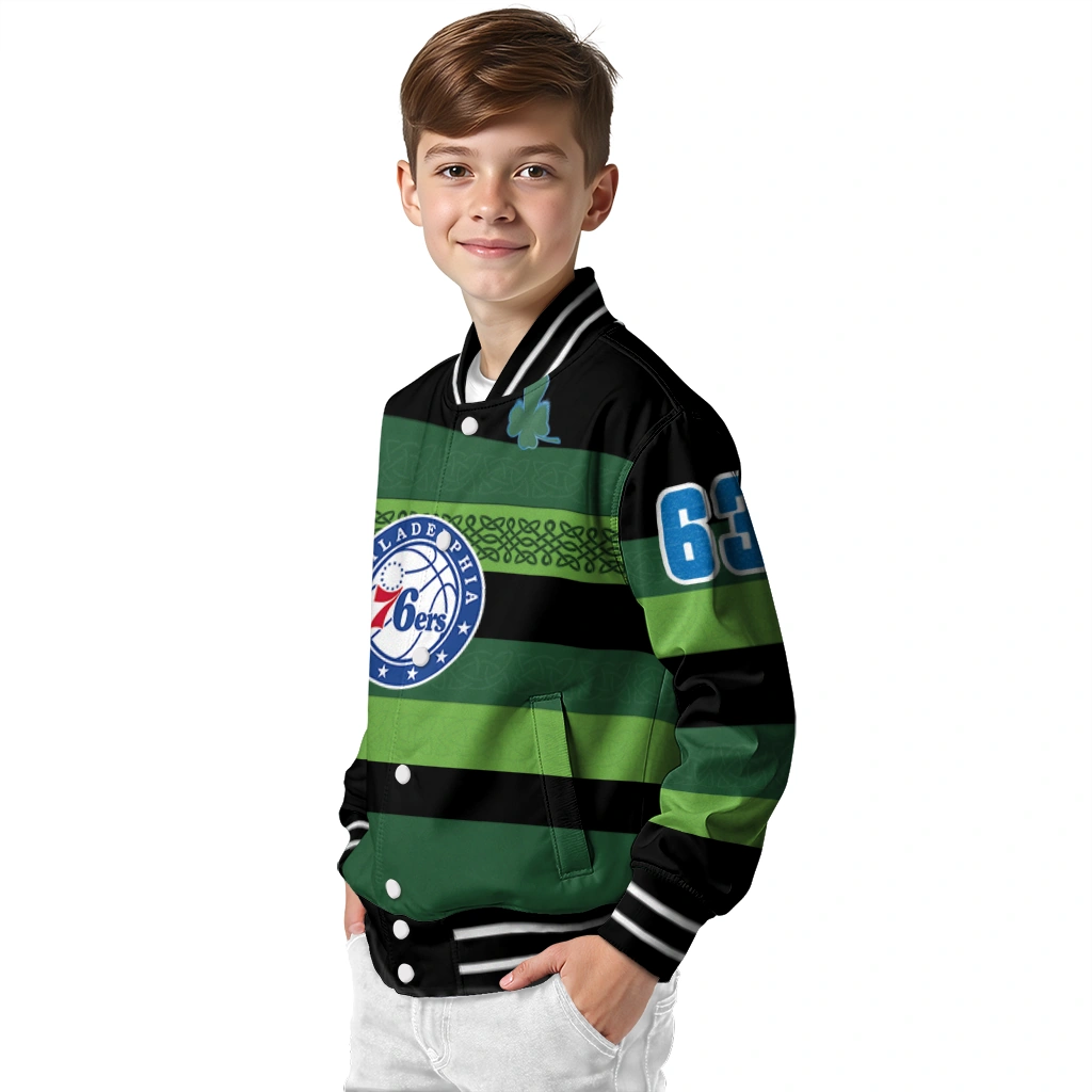 customized philadelphia 76ers clover green lines green black varsity jacket trendy customized philadelphia 76ers clover green lines green black varsity jacket trendy
