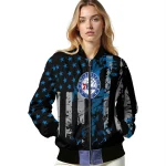 customized philadelphia 76ers star stripes blue black bomber jacket best selling
