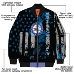 customized philadelphia 76ers star stripes blue black bomber jacket best selling