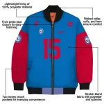 customized philadelphia 76ers team patch blue bomber jacket best selling