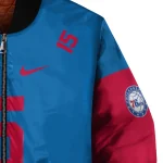customized philadelphia 76ers team patch blue bomber jacket best selling