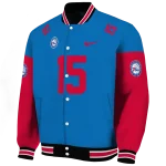 customized philadelphia 76ers team patch blue varsity jacket best selling