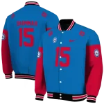 customized philadelphia 76ers team patch blue varsity jacket best selling