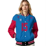 customized philadelphia 76ers team patch blue varsity jacket best selling