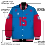 customized philadelphia 76ers team patch blue varsity jacket best selling