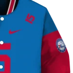 customized philadelphia 76ers team patch blue varsity jacket best selling