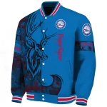 customized philadelphia 76ers tribal deer art blue varsity jacket best selling