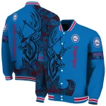 customized philadelphia 76ers tribal deer art blue varsity jacket best selling