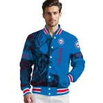 customized philadelphia 76ers tribal deer art blue varsity jacket best selling