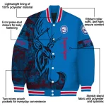 customized philadelphia 76ers tribal deer art blue varsity jacket best selling