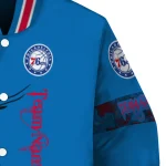 customized philadelphia 76ers tribal deer art blue varsity jacket best selling