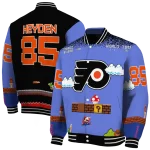customized philadelphia flyers mario blocks blue black varsity jacket best selling