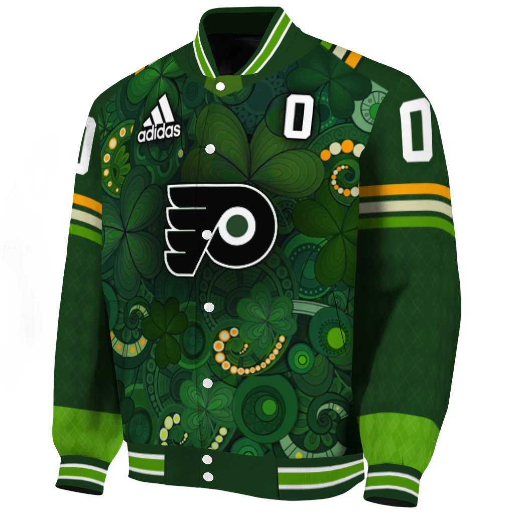 customized philadelphia flyers shamrock vortex green varsity jacket best selling customized philadelphia flyers shamrock vortex green varsity jacket best selling