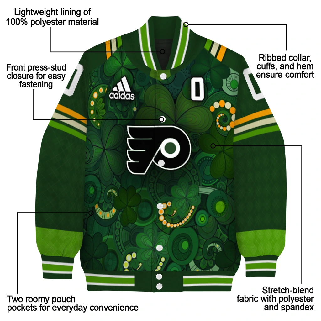 customized philadelphia flyers shamrock vortex green varsity jacket new arrival customized philadelphia flyers shamrock vortex green varsity jacket new arrival