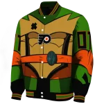 customized philadelphia flyers turtle armor varsity jacket best selling
