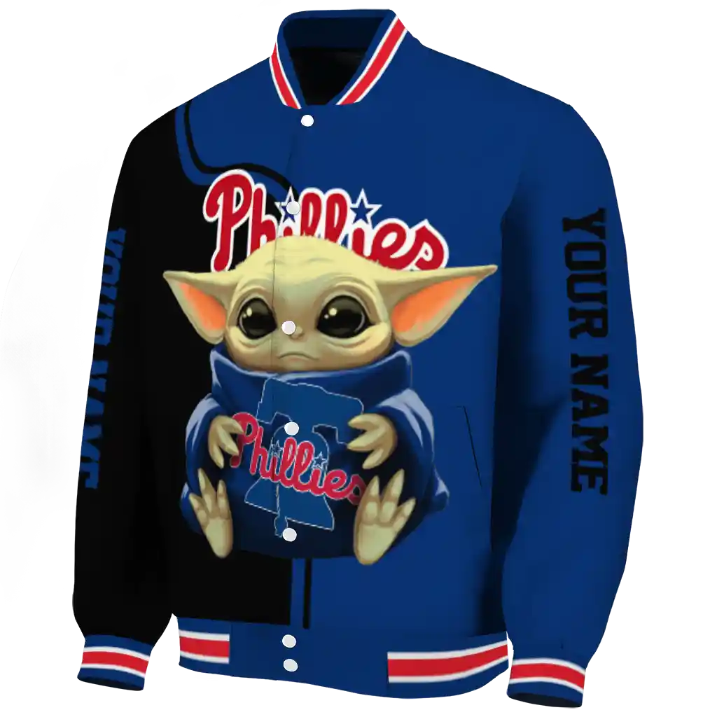 customized philadelphia phillies adorable yoda blue black varsity jacket best selling customized philadelphia phillies adorable yoda blue black varsity jacket best selling