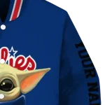 customized philadelphia phillies adorable yoda blue black varsity jacket best selling