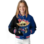 customized philadelphia phillies adorable yoda blue black varsity jacket best selling
