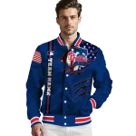 customized philadelphia phillies us flag claws blue varsity jacket best selling