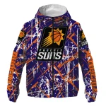 customized phoenix suns brushstroke pattern purple windbreaker jacket best selling