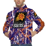 customized phoenix suns brushstroke pattern purple windbreaker jacket best selling