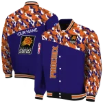 customized phoenix suns camouflage style purple varsity jacket best selling