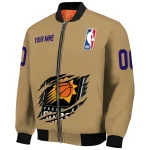 customized phoenix suns claw opening beige bomber jacket best selling