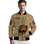 customized phoenix suns claw opening beige bomber jacket best selling