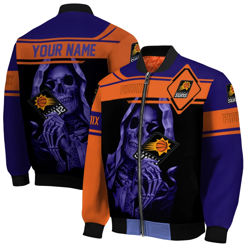 customized phoenix suns reaper hands purple black bomber jacket best selling customized phoenix suns reaper hands purple black bomber jacket best selling