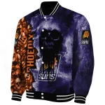 customized phoenix suns skull cluster purple varsity jacket best selling