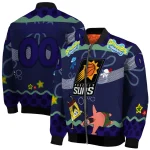 customized phoenix suns spongebob playtime purple blue bomber jacket best selling