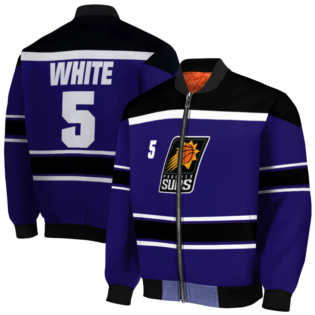 customized phoenix suns stripe statement purple black bomber jacket best selling customized phoenix suns stripe statement purple black bomber jacket best selling