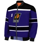 customized phoenix suns stripe statement purple black bomber jacket best selling