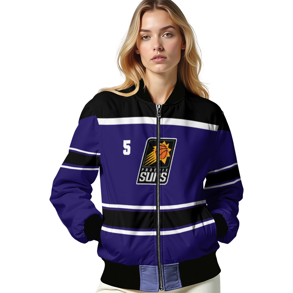 customized phoenix suns stripe statement purple black bomber jacket latest model customized phoenix suns stripe statement purple black bomber jacket latest model