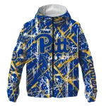 customized pittsburgh panthers brushstroke pattern royal blue windbreaker jacket best selling