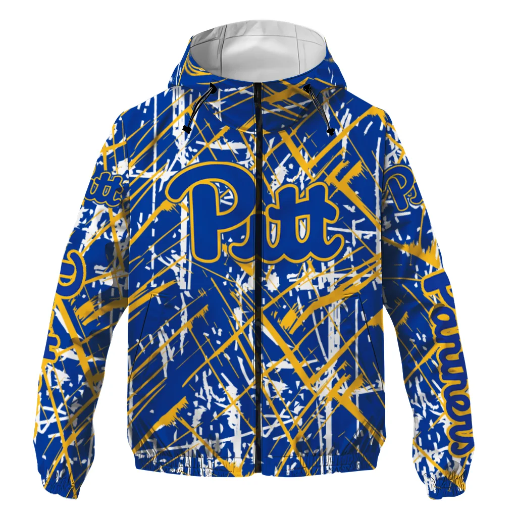 customized pittsburgh panthers brushstroke pattern royal blue windbreaker jacket best selling customized pittsburgh panthers brushstroke pattern royal blue windbreaker jacket best selling