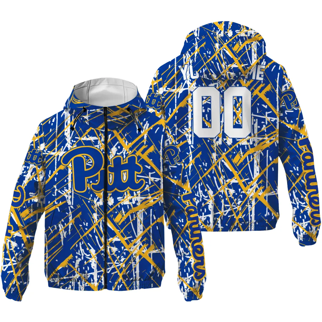 customized pittsburgh panthers brushstroke pattern royal blue windbreaker jacket high quality customized pittsburgh panthers brushstroke pattern royal blue windbreaker jacket high quality
