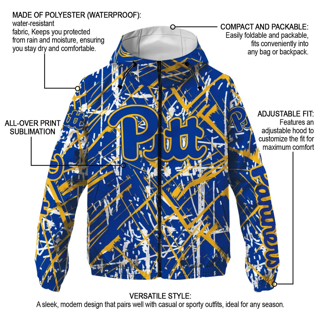 customized pittsburgh panthers brushstroke pattern royal blue windbreaker jacket new arrival customized pittsburgh panthers brushstroke pattern royal blue windbreaker jacket new arrival