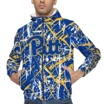 customized pittsburgh panthers brushstroke pattern royal blue windbreaker jacket best selling
