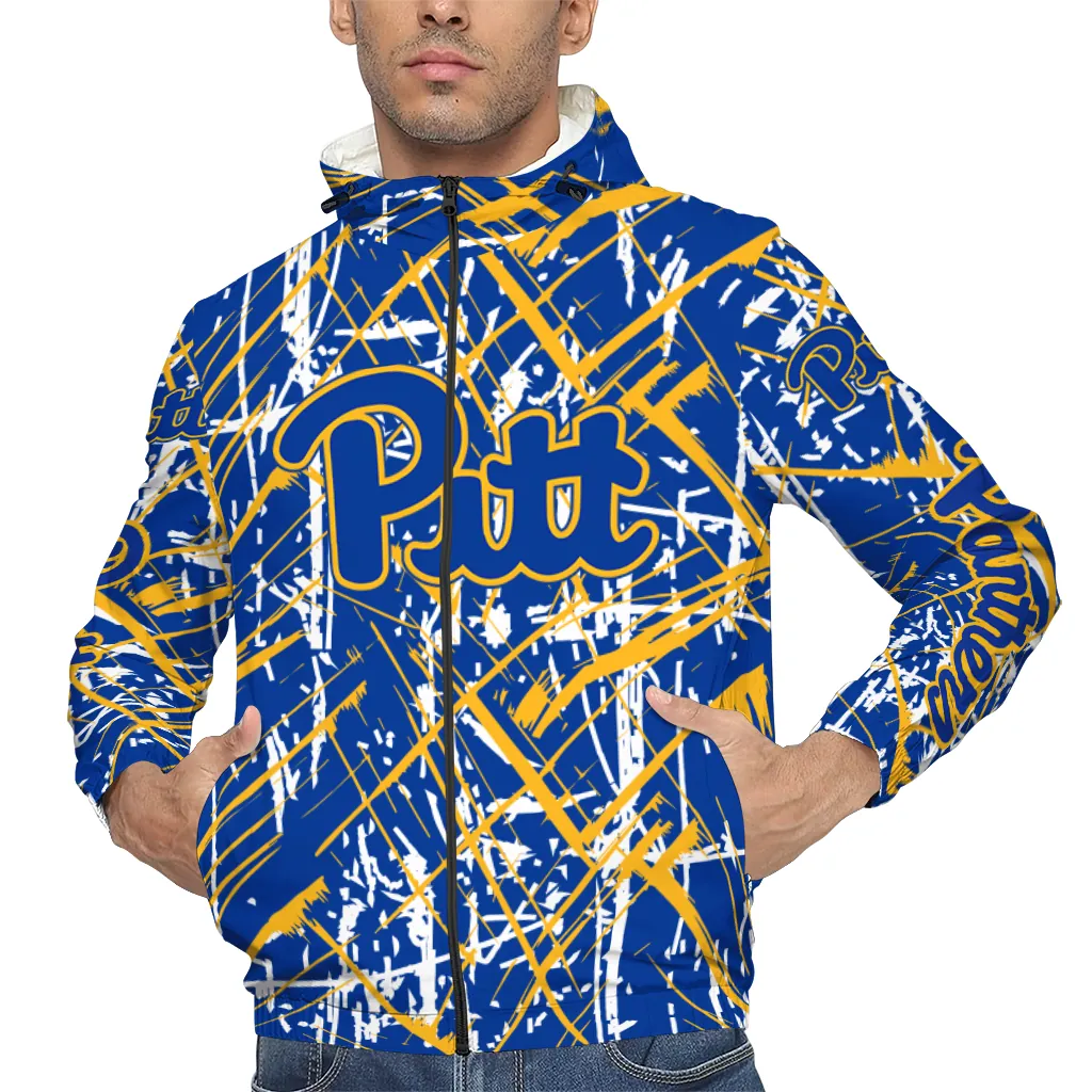 customized pittsburgh panthers brushstroke pattern royal blue windbreaker jacket top rated customized pittsburgh panthers brushstroke pattern royal blue windbreaker jacket top rated