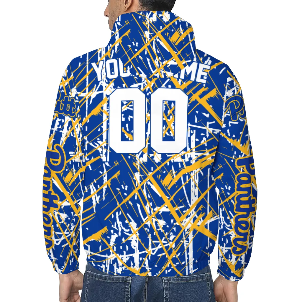 customized pittsburgh panthers brushstroke pattern royal blue windbreaker jacket trendy customized pittsburgh panthers brushstroke pattern royal blue windbreaker jacket trendy