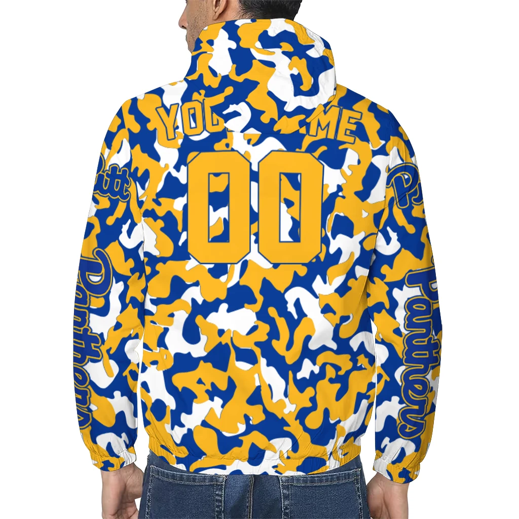 customized pittsburgh panthers camouflage mashup royal blue windbreaker jacket trendy customized pittsburgh panthers camouflage mashup royal blue windbreaker jacket trendy
