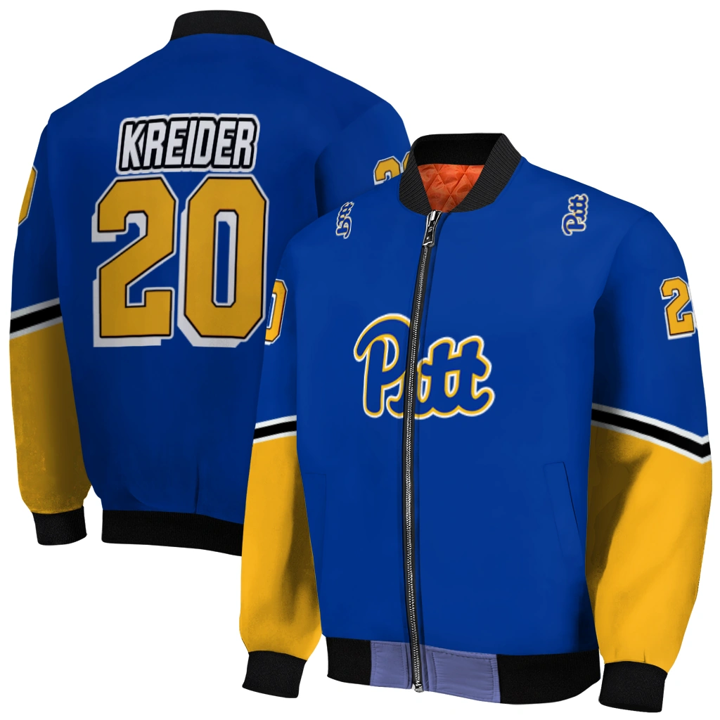customized pittsburgh panthers chevron style royal blue bomber jacket best selling customized pittsburgh panthers chevron style royal blue bomber jacket best selling
