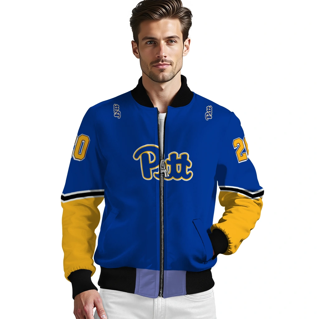 customized pittsburgh panthers chevron style royal blue bomber jacket high quality customized pittsburgh panthers chevron style royal blue bomber jacket high quality