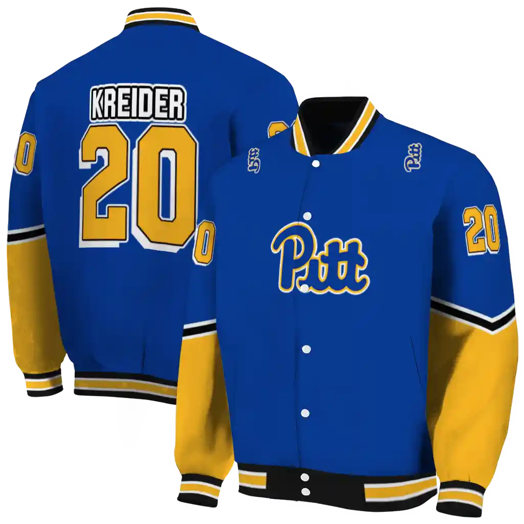 customized pittsburgh panthers chevron style royal blue varsity jacket fashion forward customized pittsburgh panthers chevron style royal blue varsity jacket fashion forward