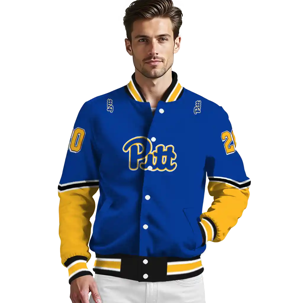 customized pittsburgh panthers chevron style royal blue varsity jacket high quality customized pittsburgh panthers chevron style royal blue varsity jacket high quality