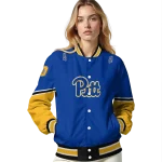 customized pittsburgh panthers chevron style royal blue varsity jacket best selling