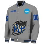 customized pittsburgh panthers feral slash grey varsity jacket best selling