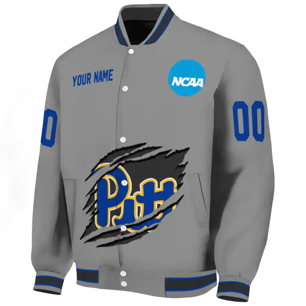customized pittsburgh panthers feral slash grey varsity jacket best selling customized pittsburgh panthers feral slash grey varsity jacket best selling